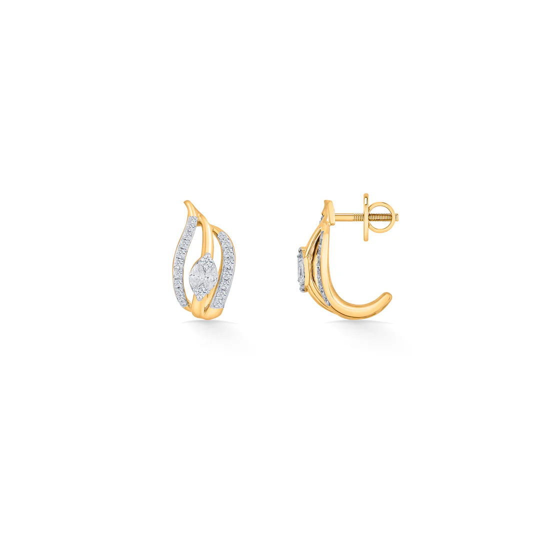 Radiant Waves Yellow Gold Stud Earring for Women - Image 5