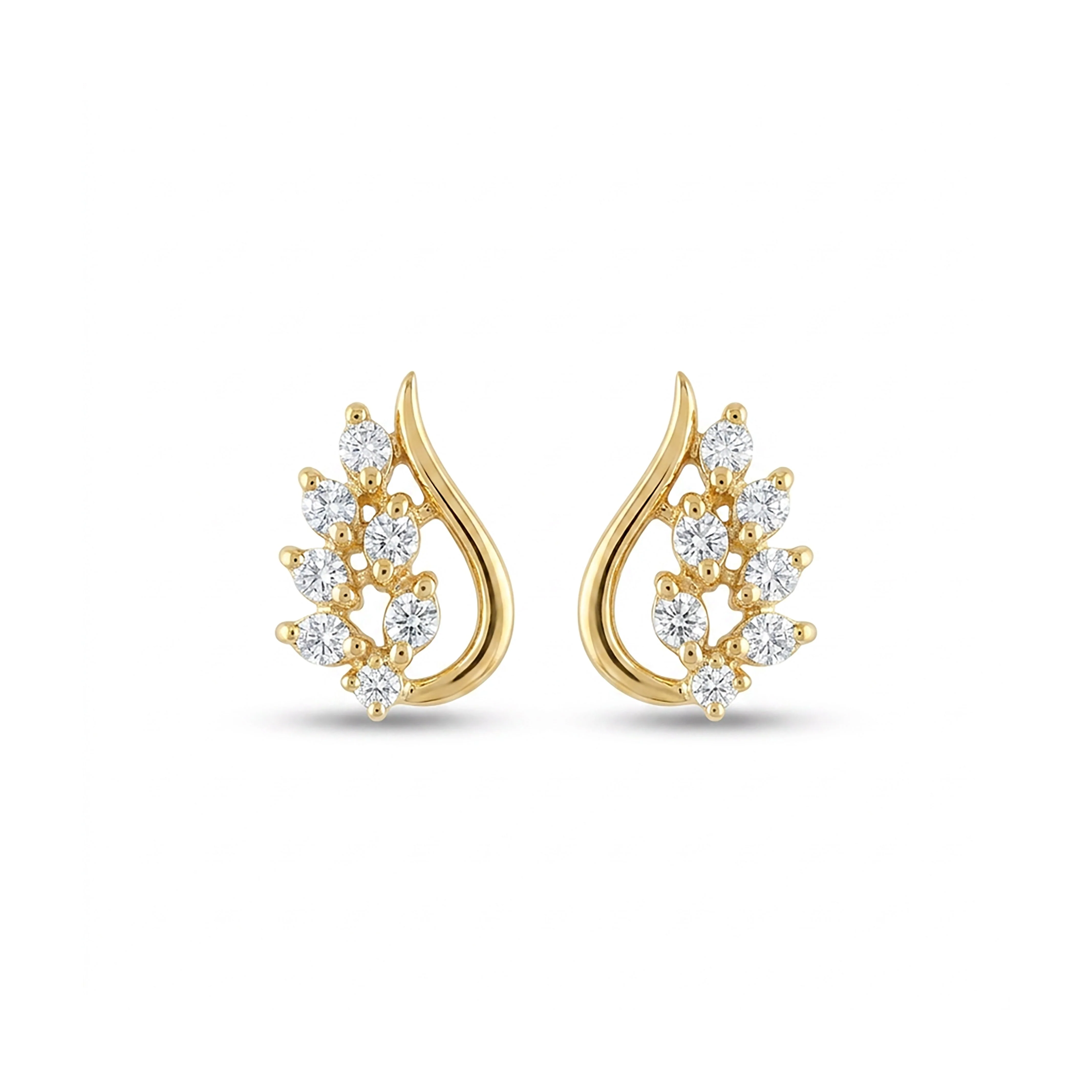 Radiant Wings Studs Yellow Gold & Diamond Earrings - Image 2