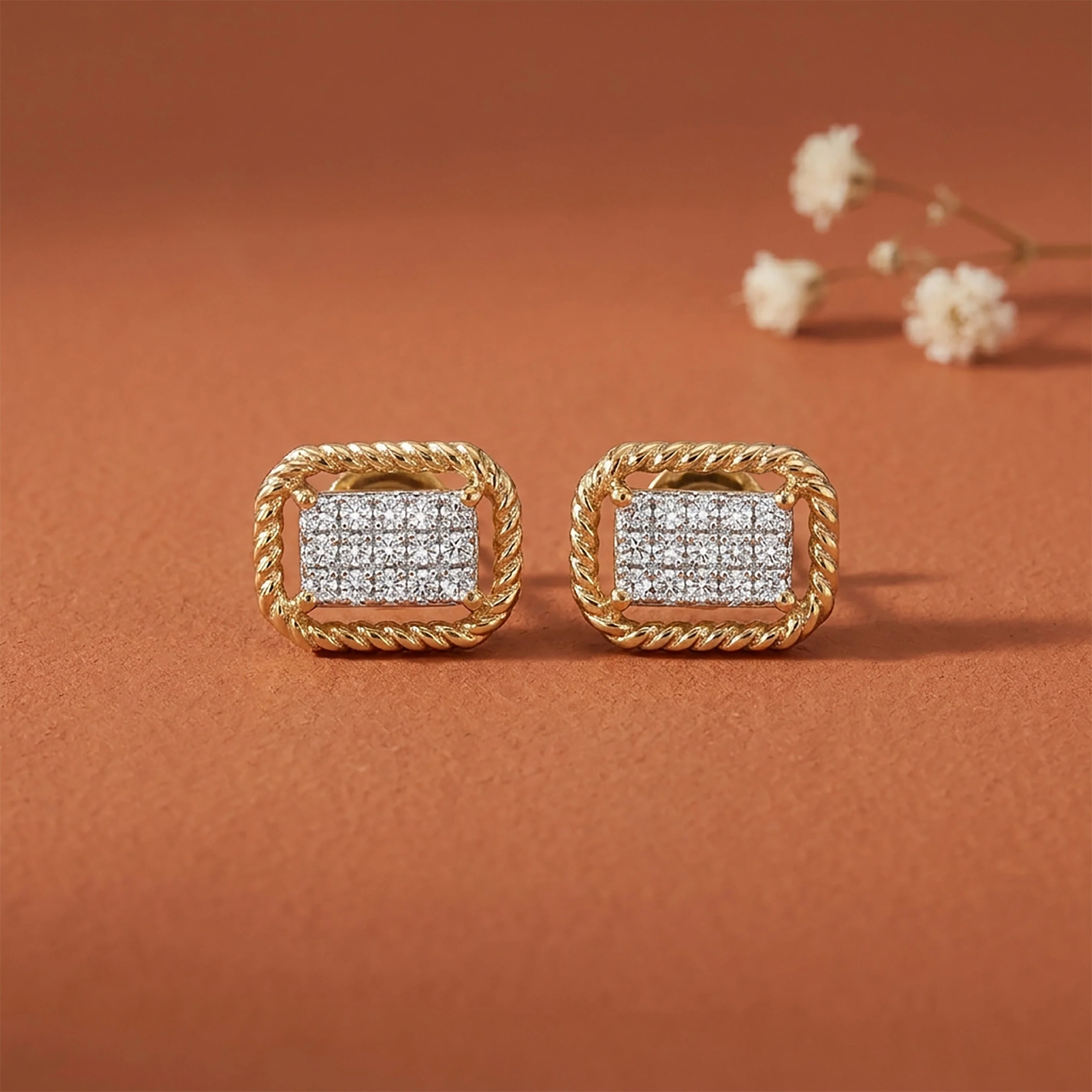 Royal Lustre Studs Yellow Gold & Diamond Earrings
