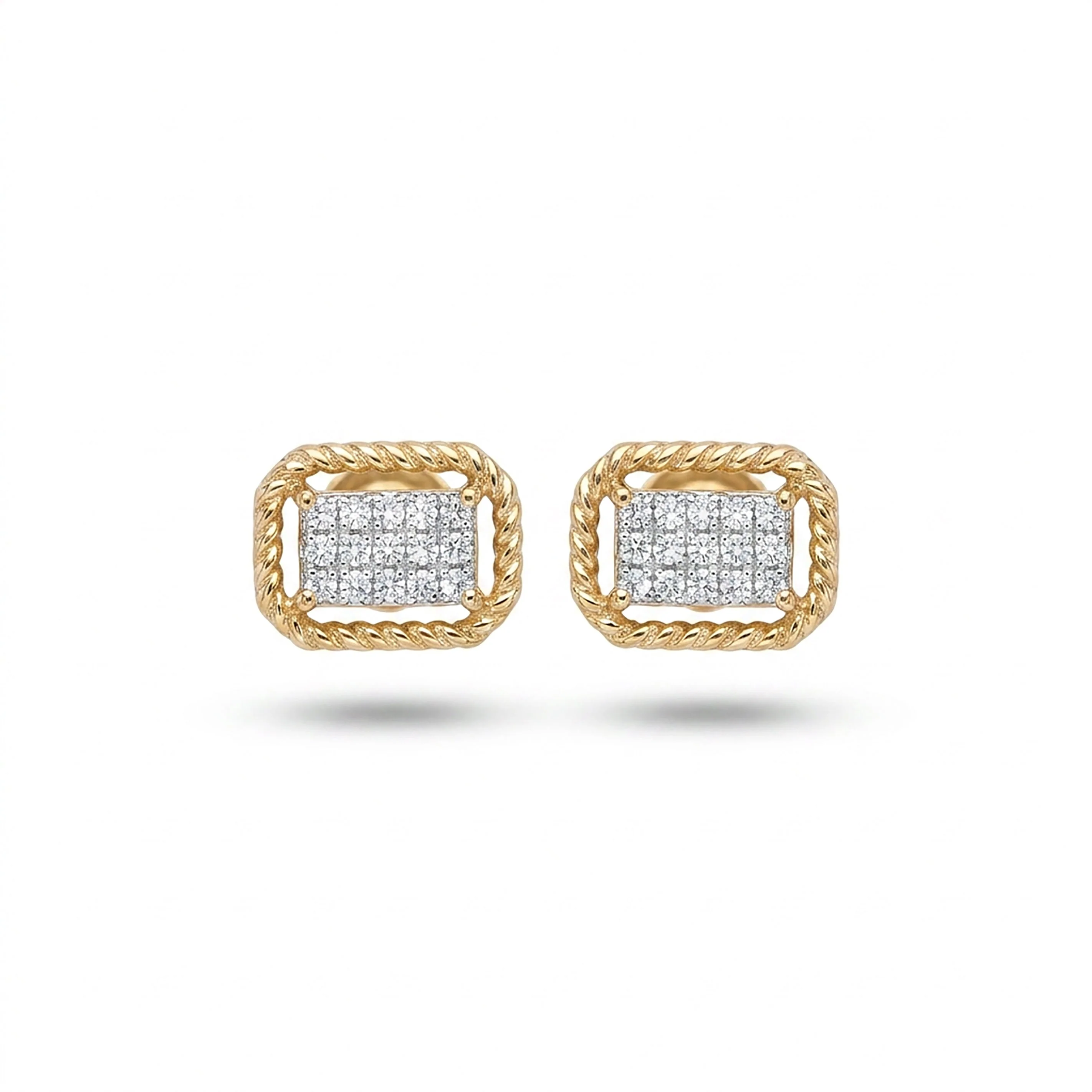 Royal Lustre Studs Yellow Gold & Diamond Earrings - Image 2
