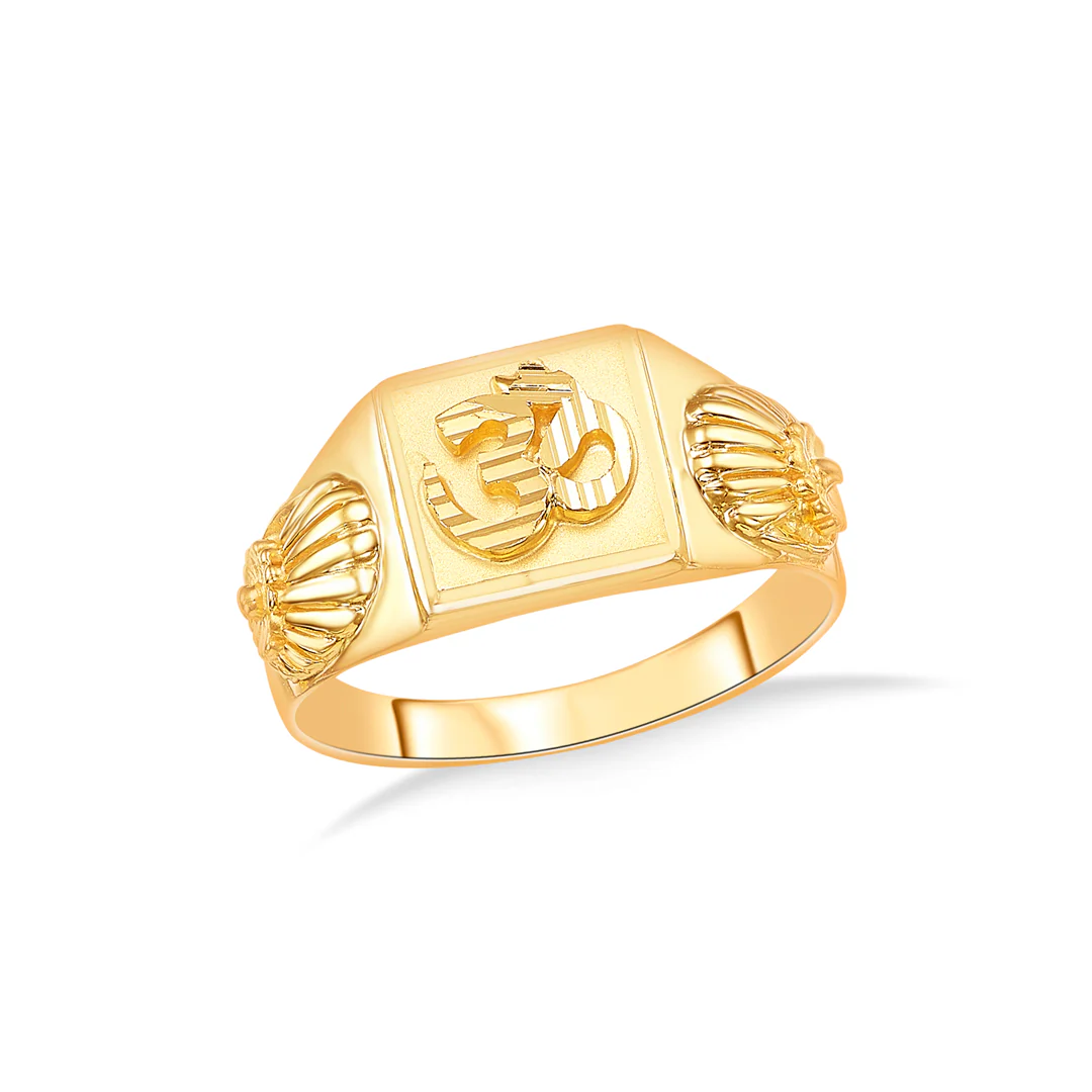 Sacred Om Yellow Gold Men's Ring - Image 2