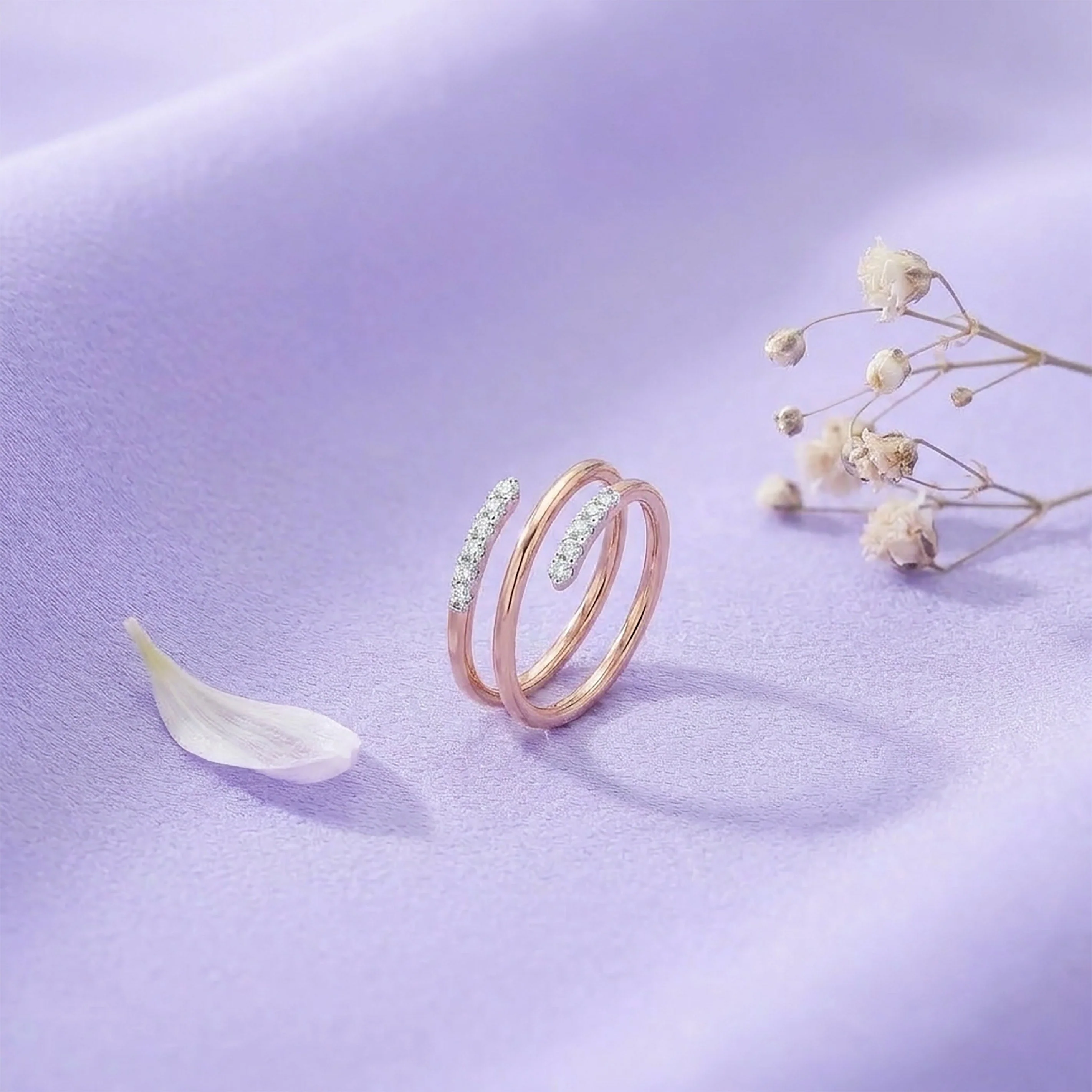 Sculpted Shine Fashion Rose Gold & Diamond Ring