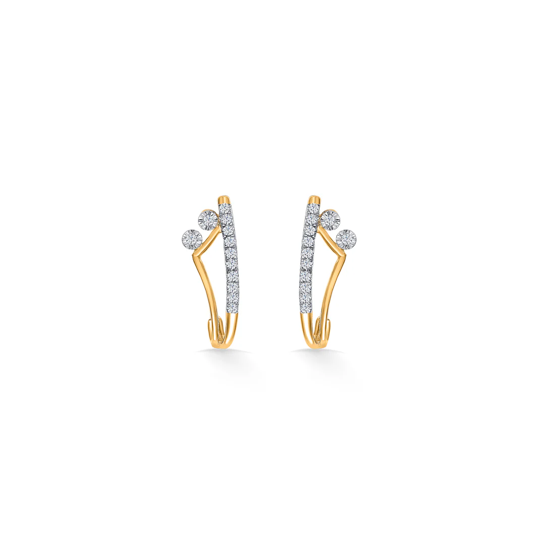 Serene Sweep Gold & Diamond Hoops & Huggies Earring - Image 2