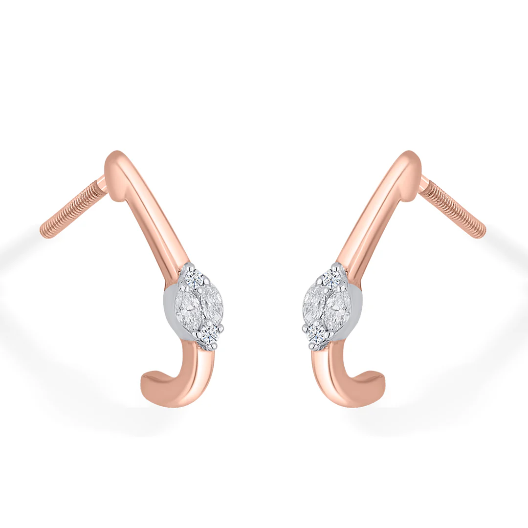 Serene Swirl Gold Stud Diamond Earring for Women - Image 4
