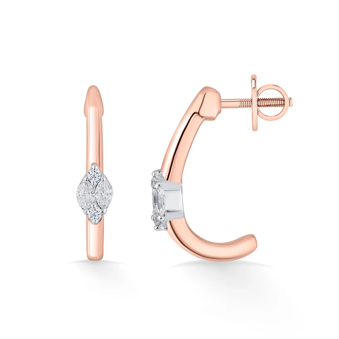 Serene Swirl Gold Stud Diamond Earring for Women - Image 5