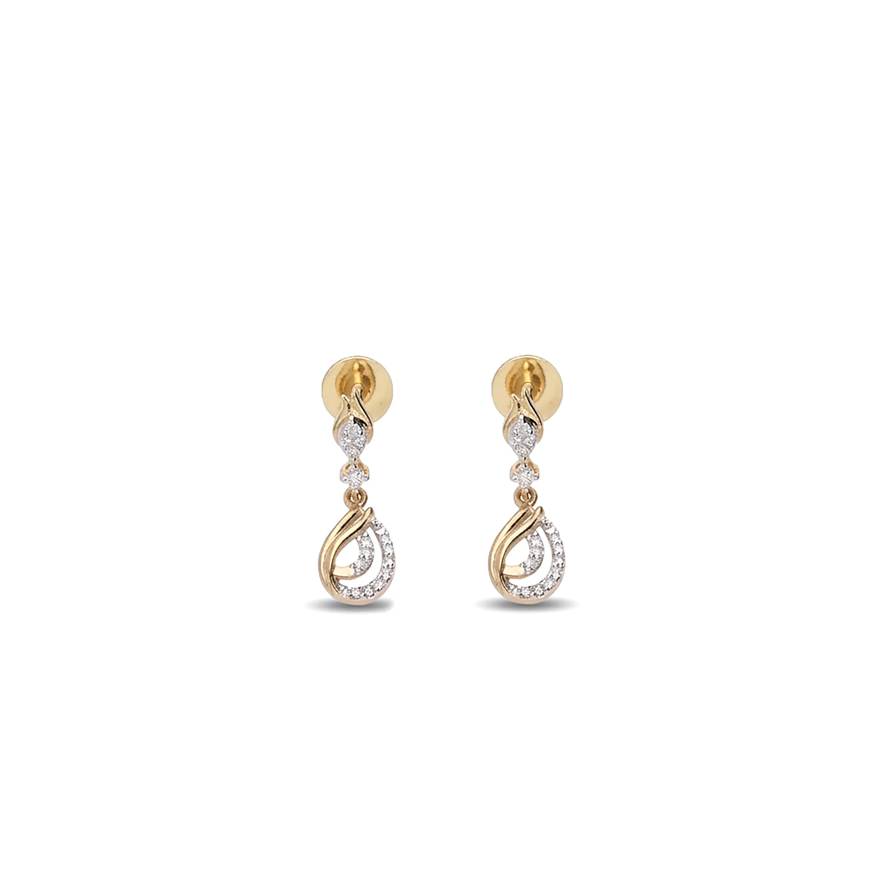 Shimmer Cascade Drops & Danglers Yellow Gold & Diamond Earrings - Image 2