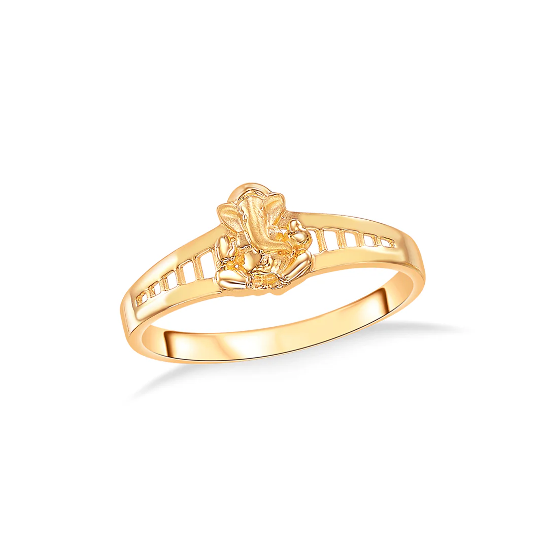 Sidhivinayak Ganesha Yellow Gold Men's Ring - Image 2