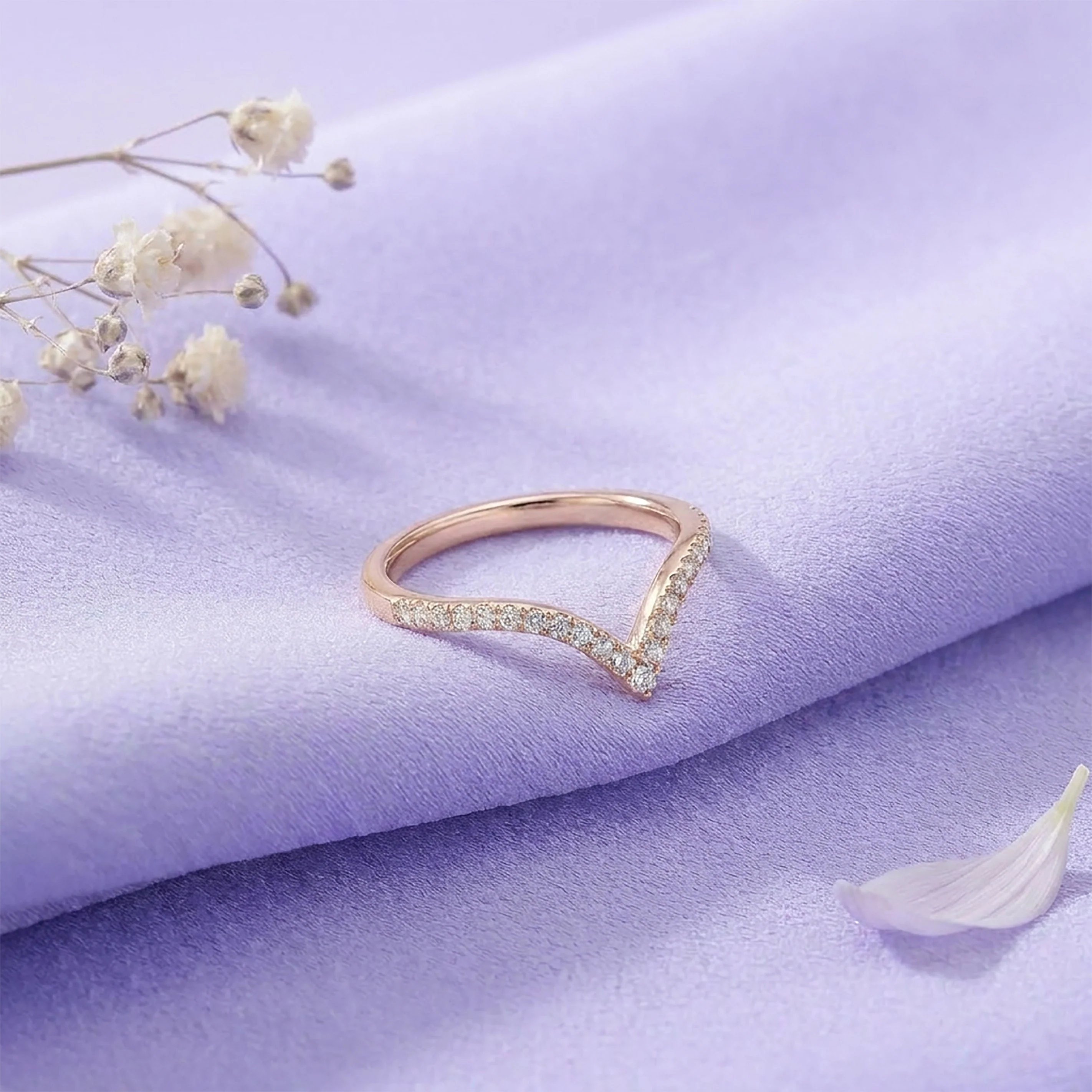 Signature Chevron Fashion Rose Gold & Diamond Ring