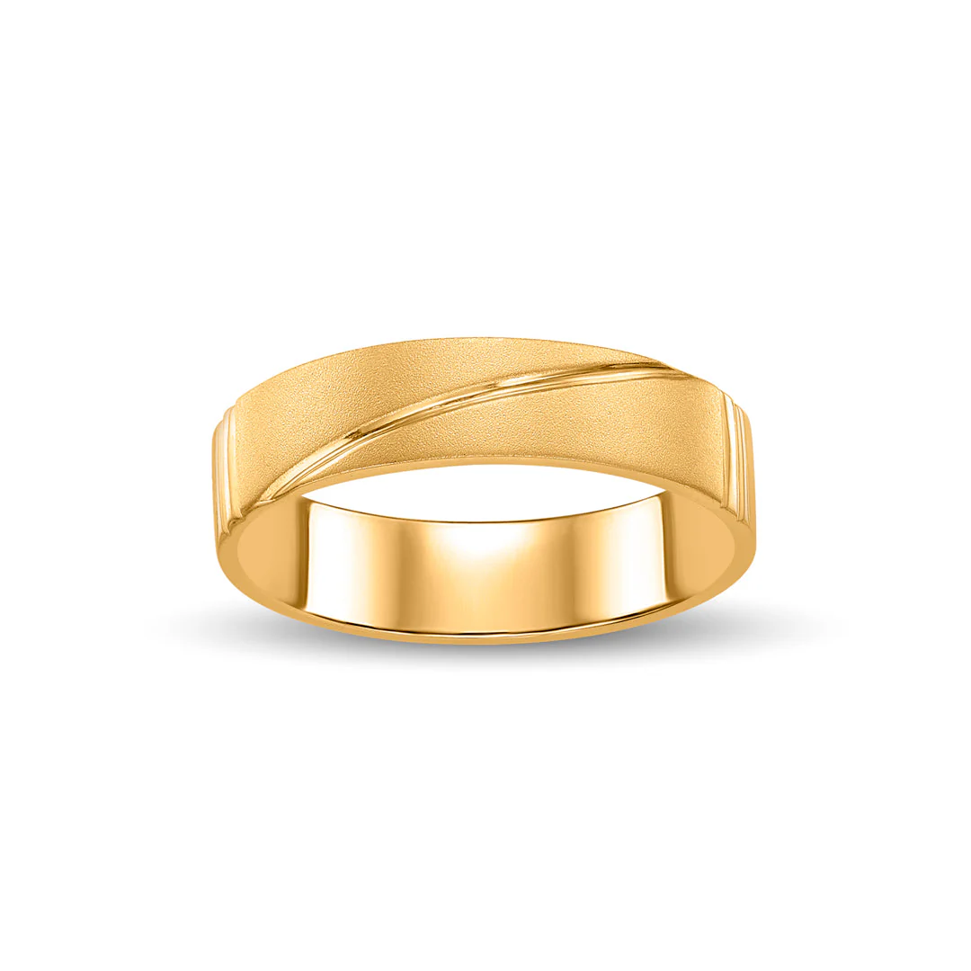 Slant Line Men's Gold Ring - Image 2