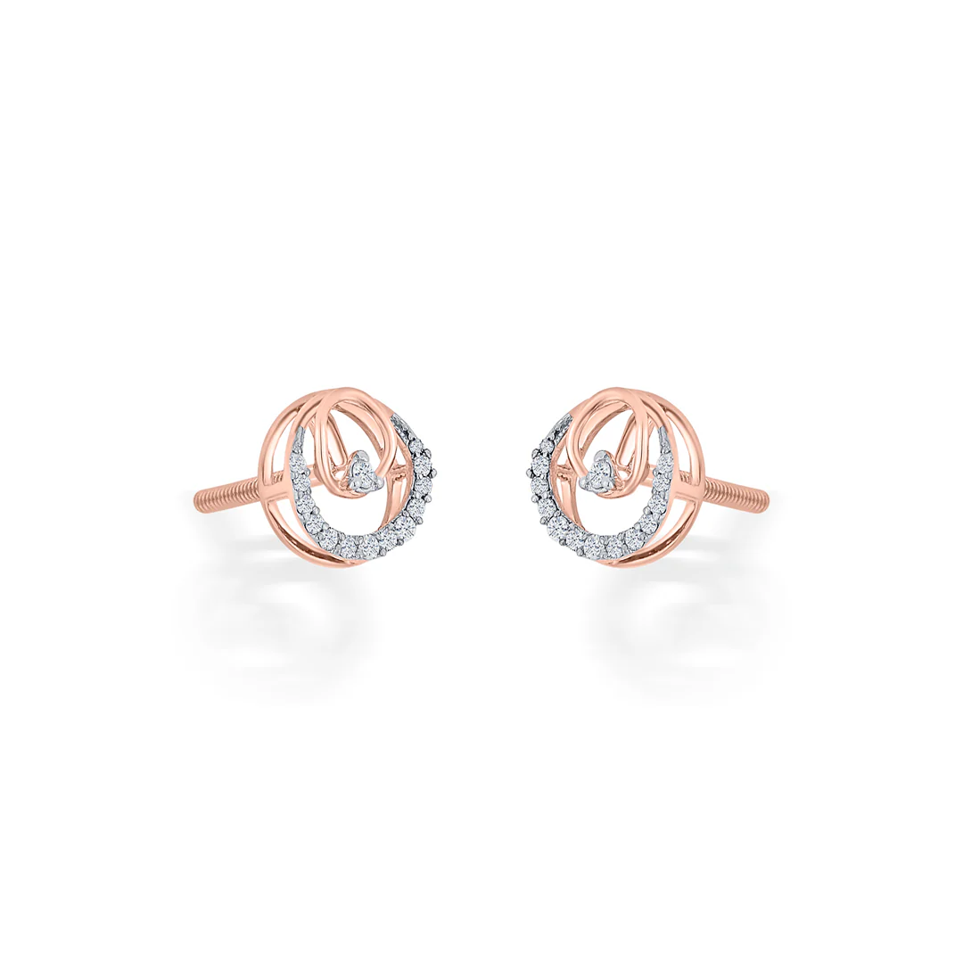 Solar Loop Rose Gold Stud Diamond Earring For Women - Image 4