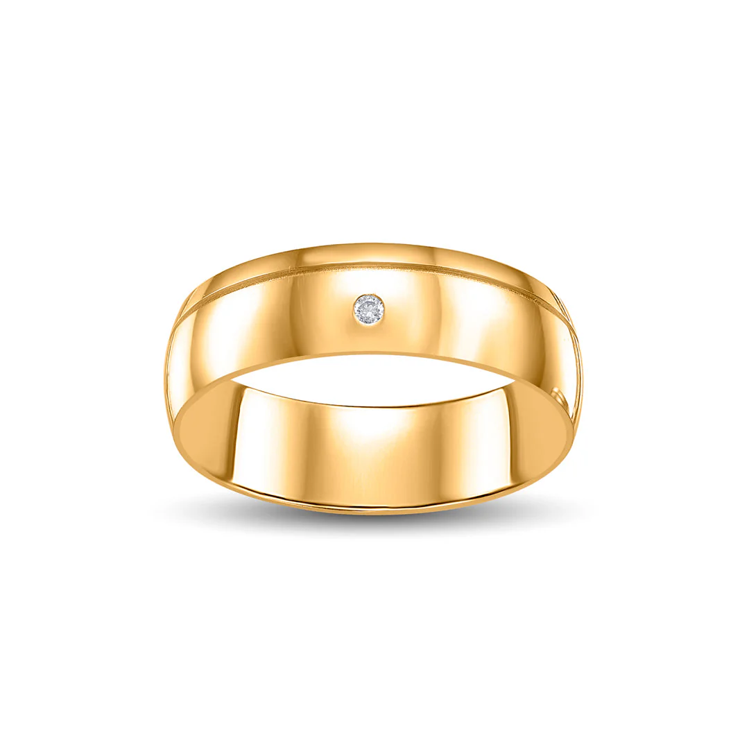 Solid Line Men's Gold Ring - Image 2