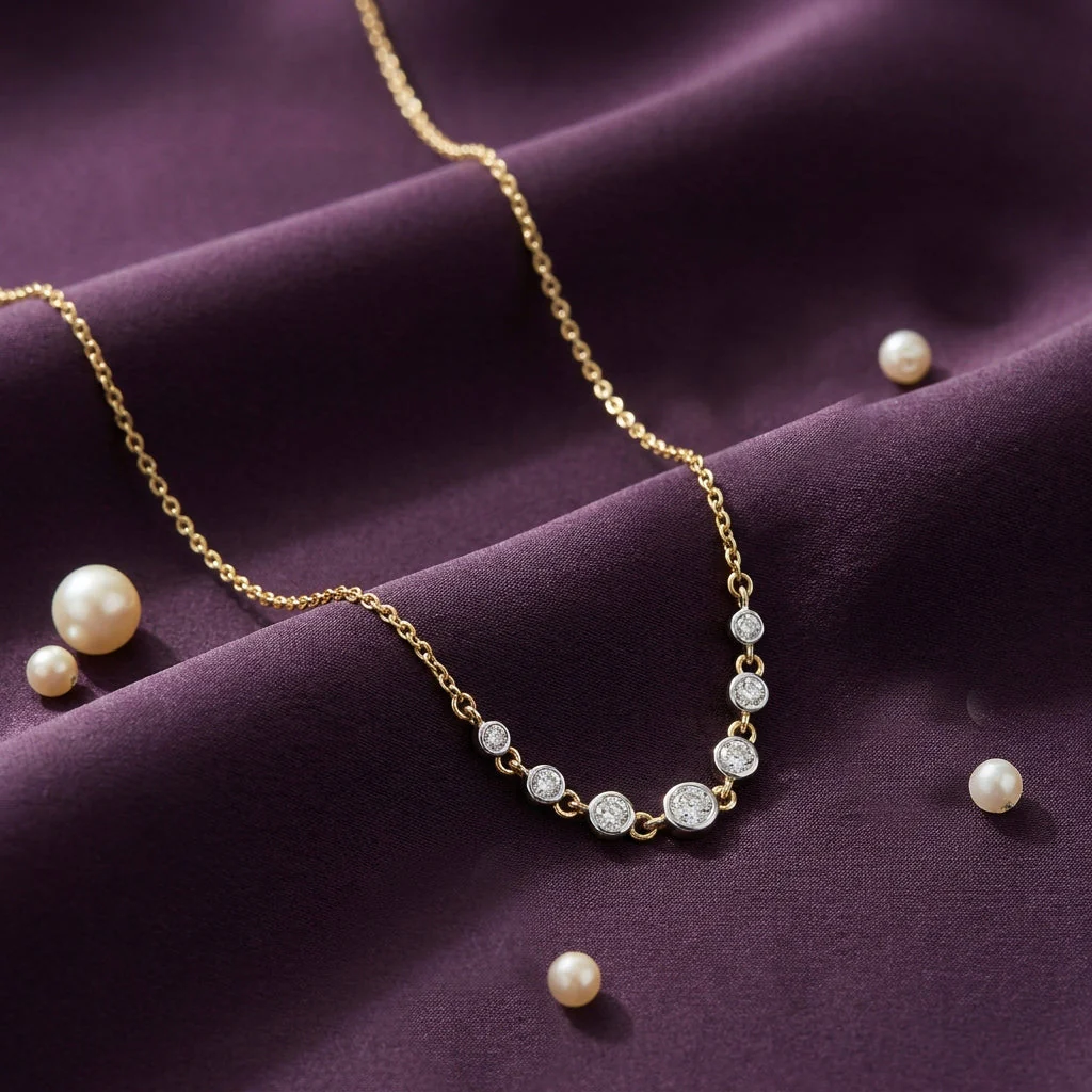 Solstice Sparkle Modern Yellow Gold & Diamond Necklace - Image 2