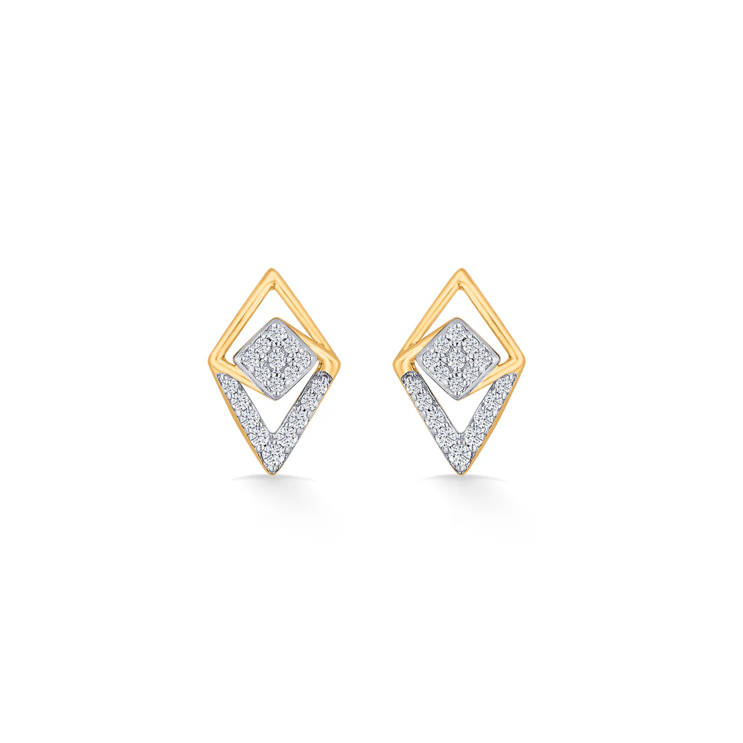 Sparkle Prism Gold Stud Diamond Earring for Women - Image 3