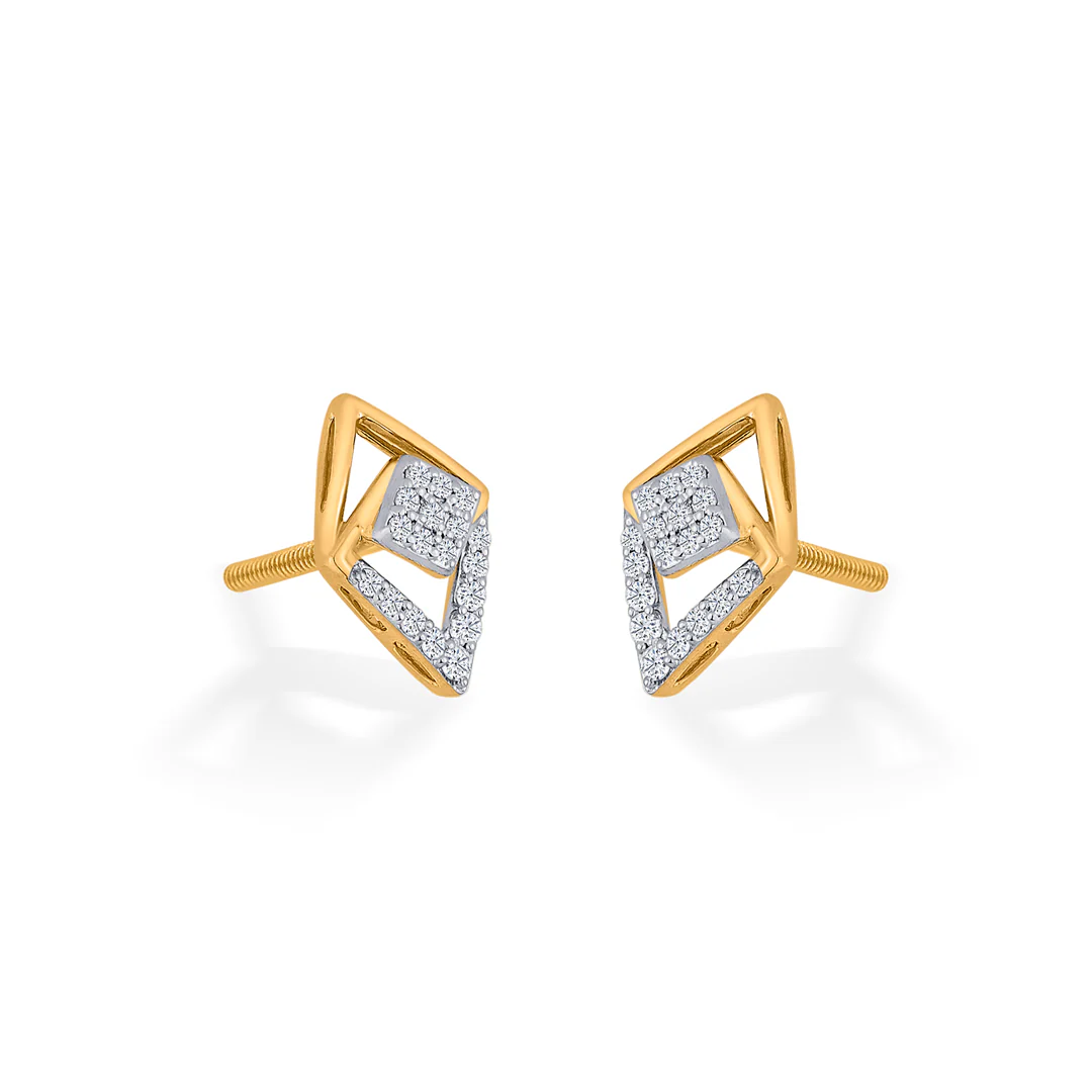 Sparkle Prism Gold Stud Diamond Earring for Women - Image 4