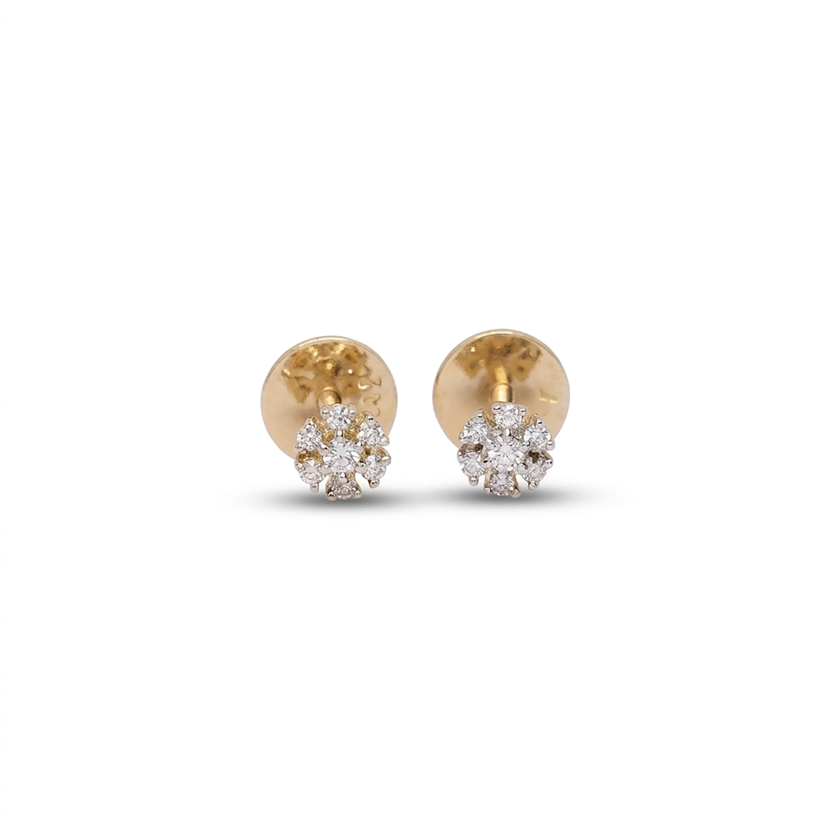 Sparkling Crest Studs Yellow Gold & Diamond Earrings - Image 2