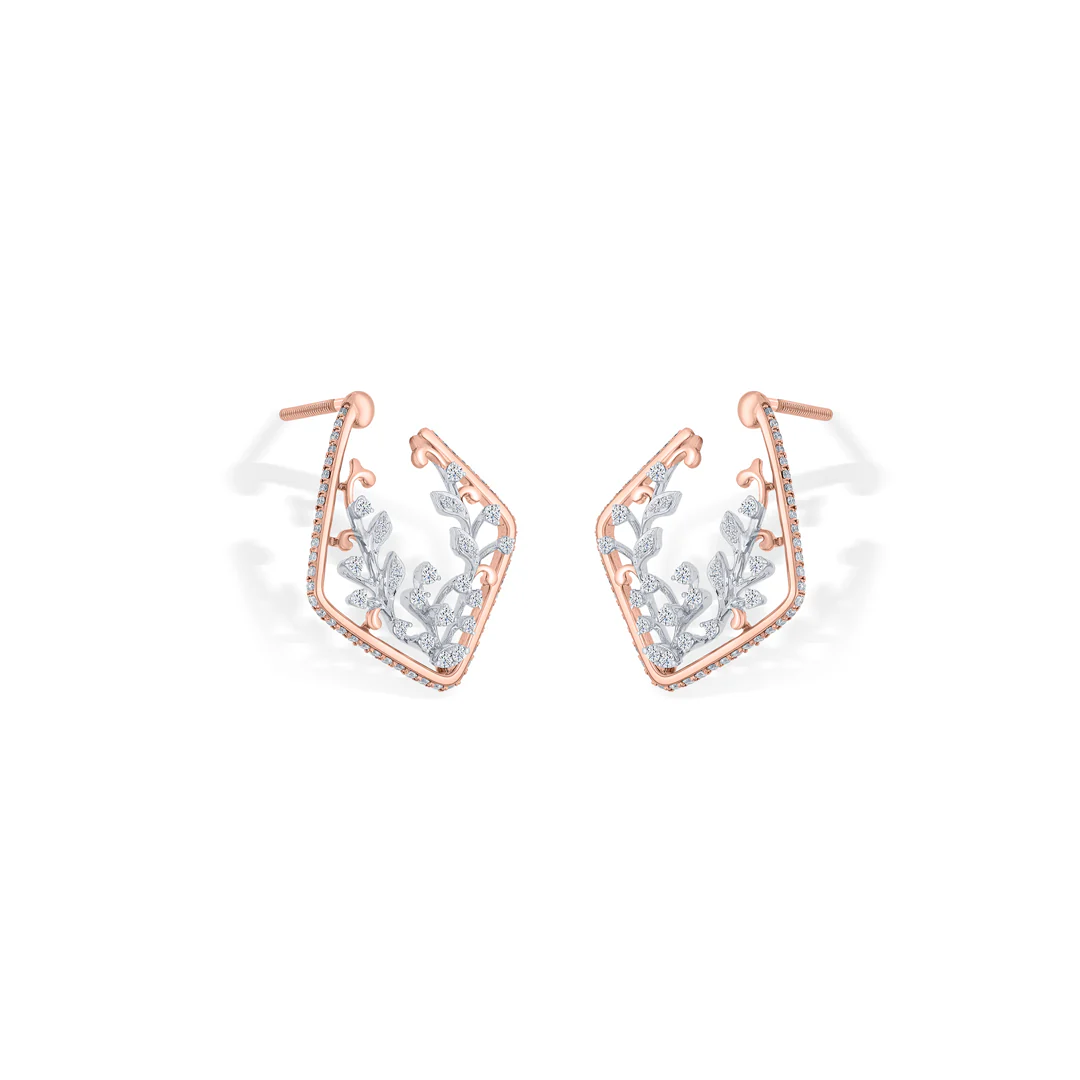 Sparkling Vine Gold Stud Diamond Earring for Women - Image 4
