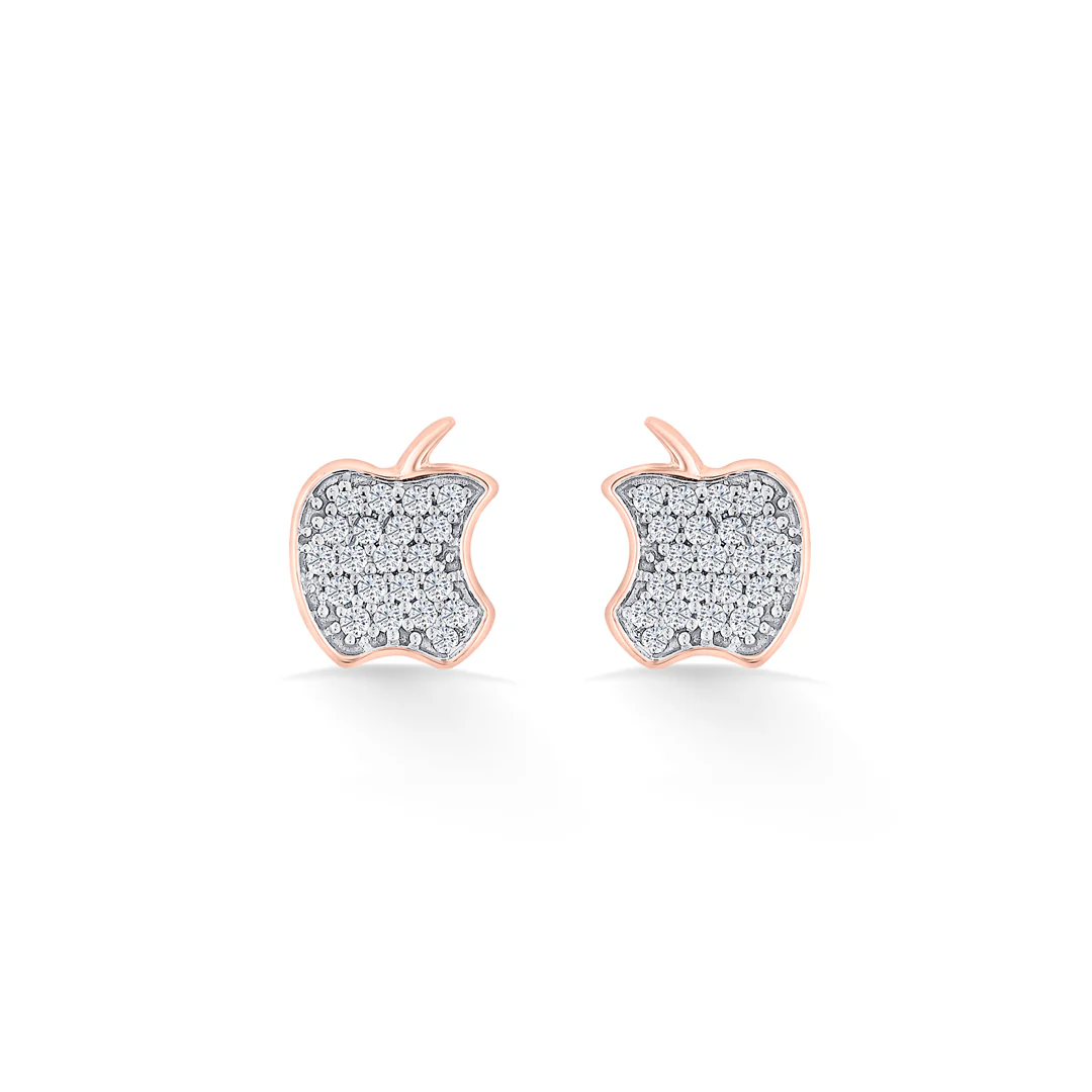 Starlit Apple Gold Stud Diamond Earring for Women - Image 3