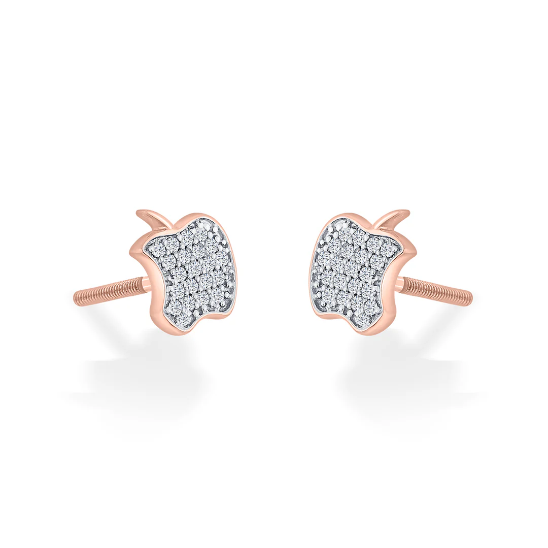 Starlit Apple Gold Stud Diamond Earring for Women - Image 4