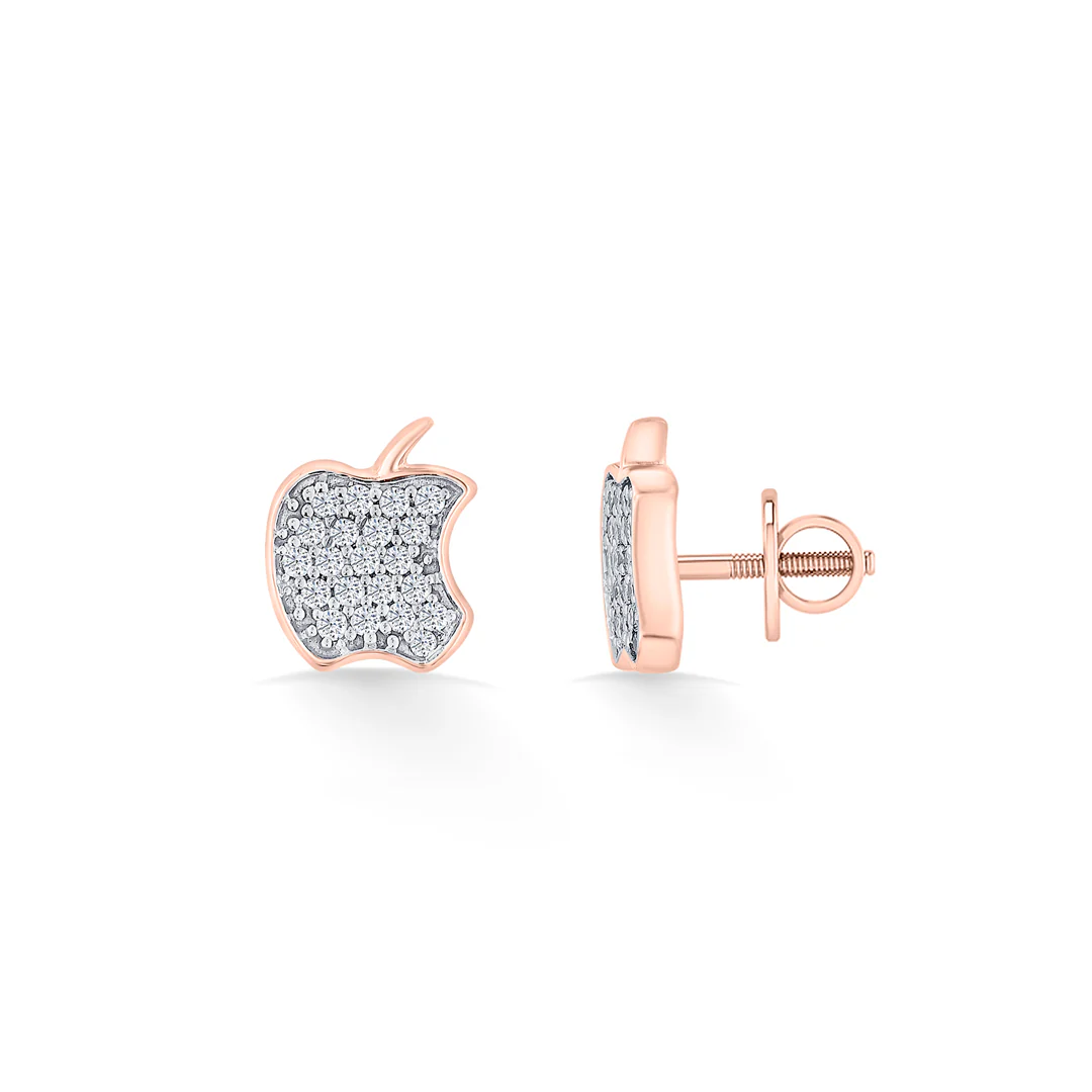 Starlit Apple Gold Stud Diamond Earring for Women - Image 5
