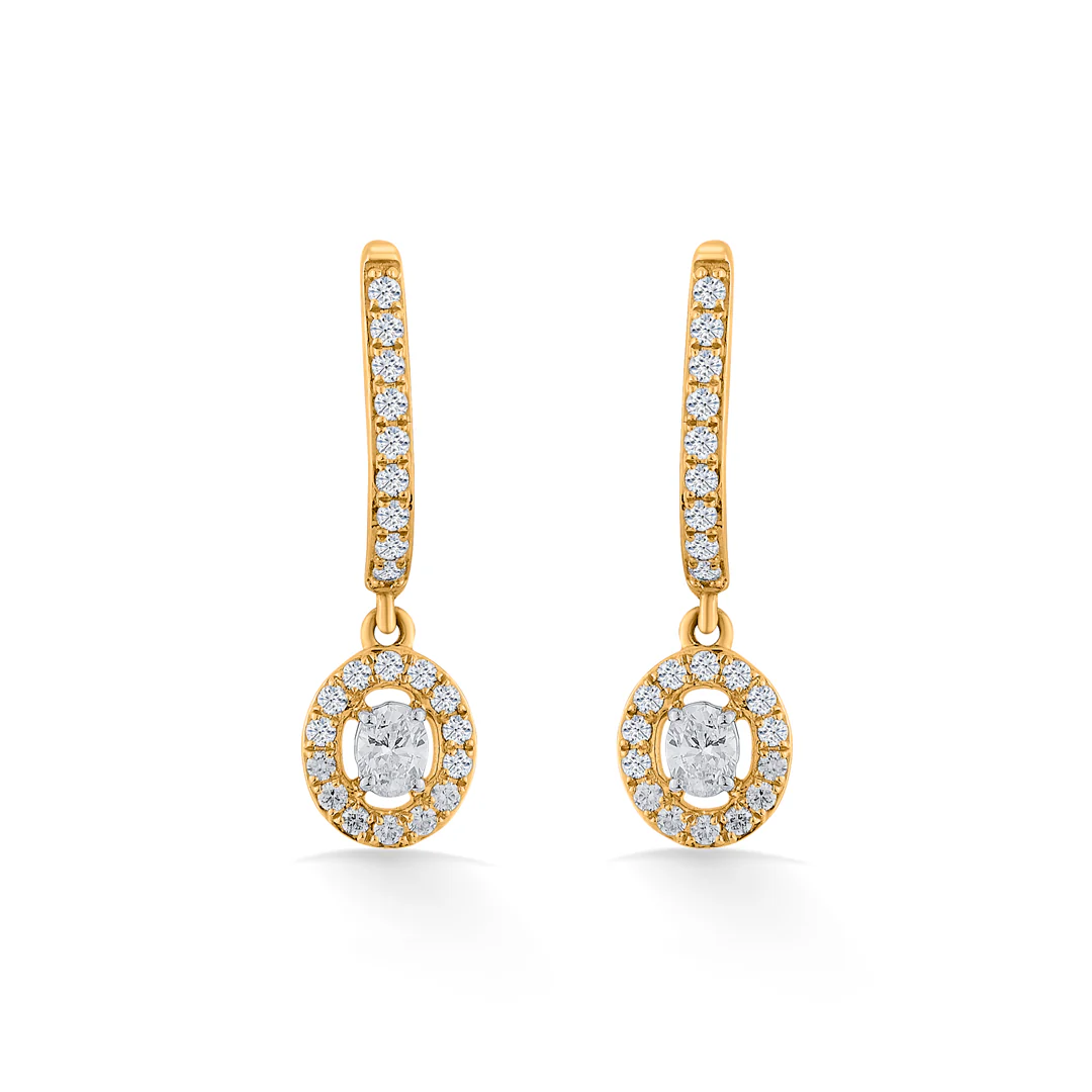 Starlit Loop Yellow Gold Dangler Earring for Women - Image 3