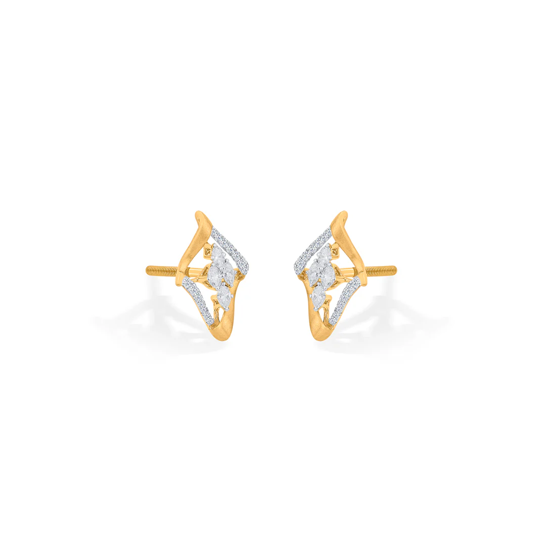 Starlit Window Gold Stud Diamond Earring for Women - Image 4