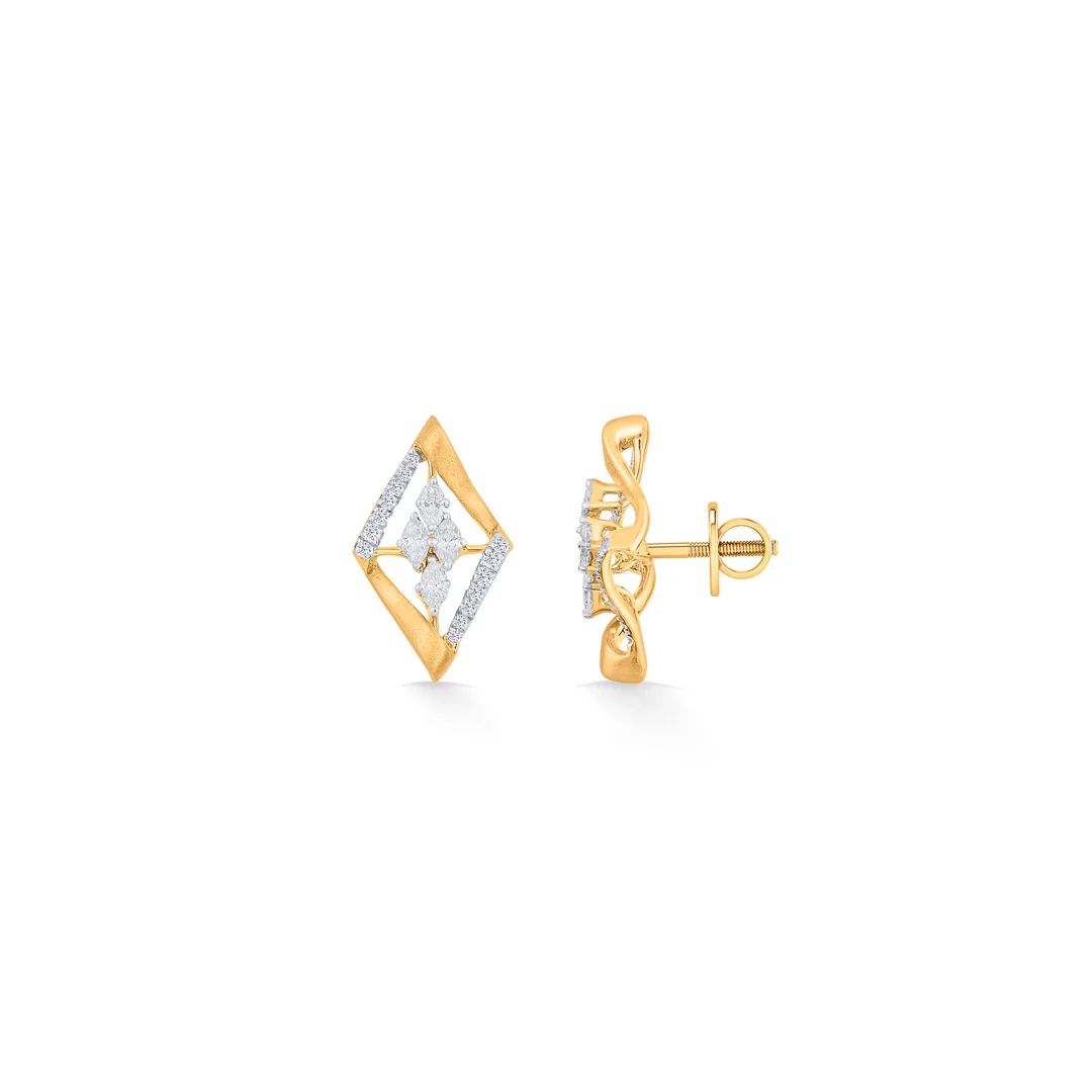 Starlit Window Gold Stud Diamond Earring for Women - Image 5
