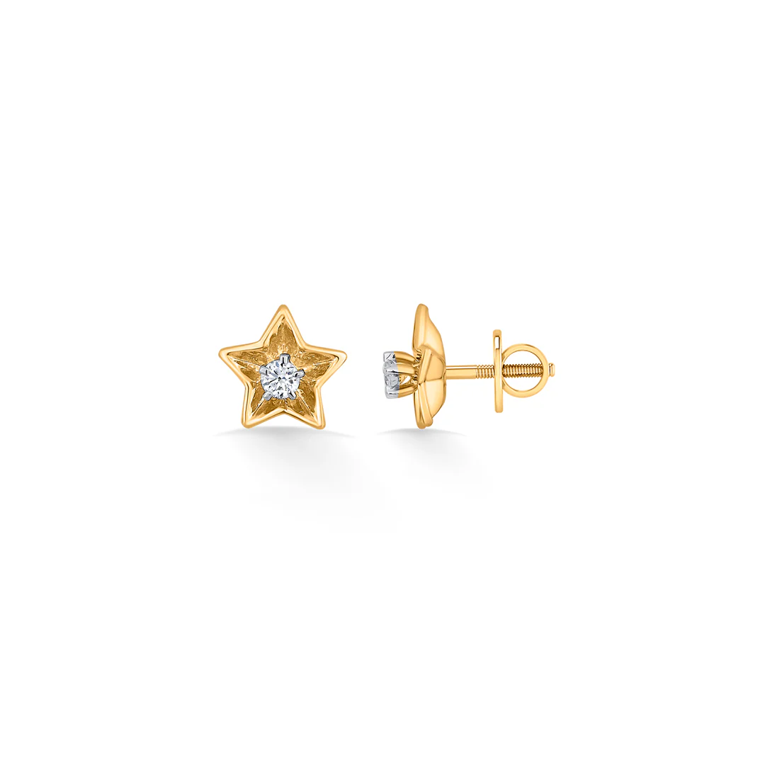 Starry Charm Gold Stud Diamond Earring for Women - Image 5
