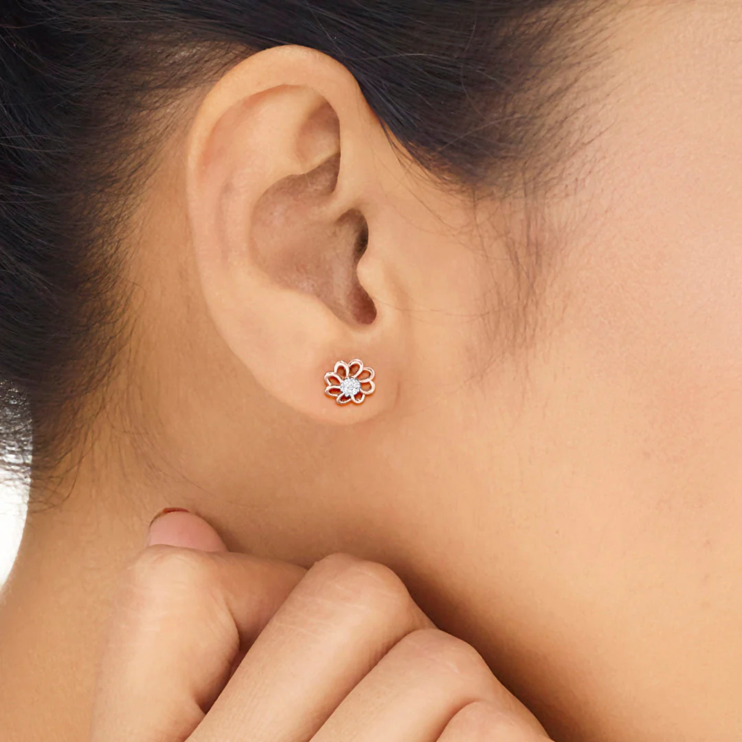Stellar Petals Diamond Stud Earrings - Image 2