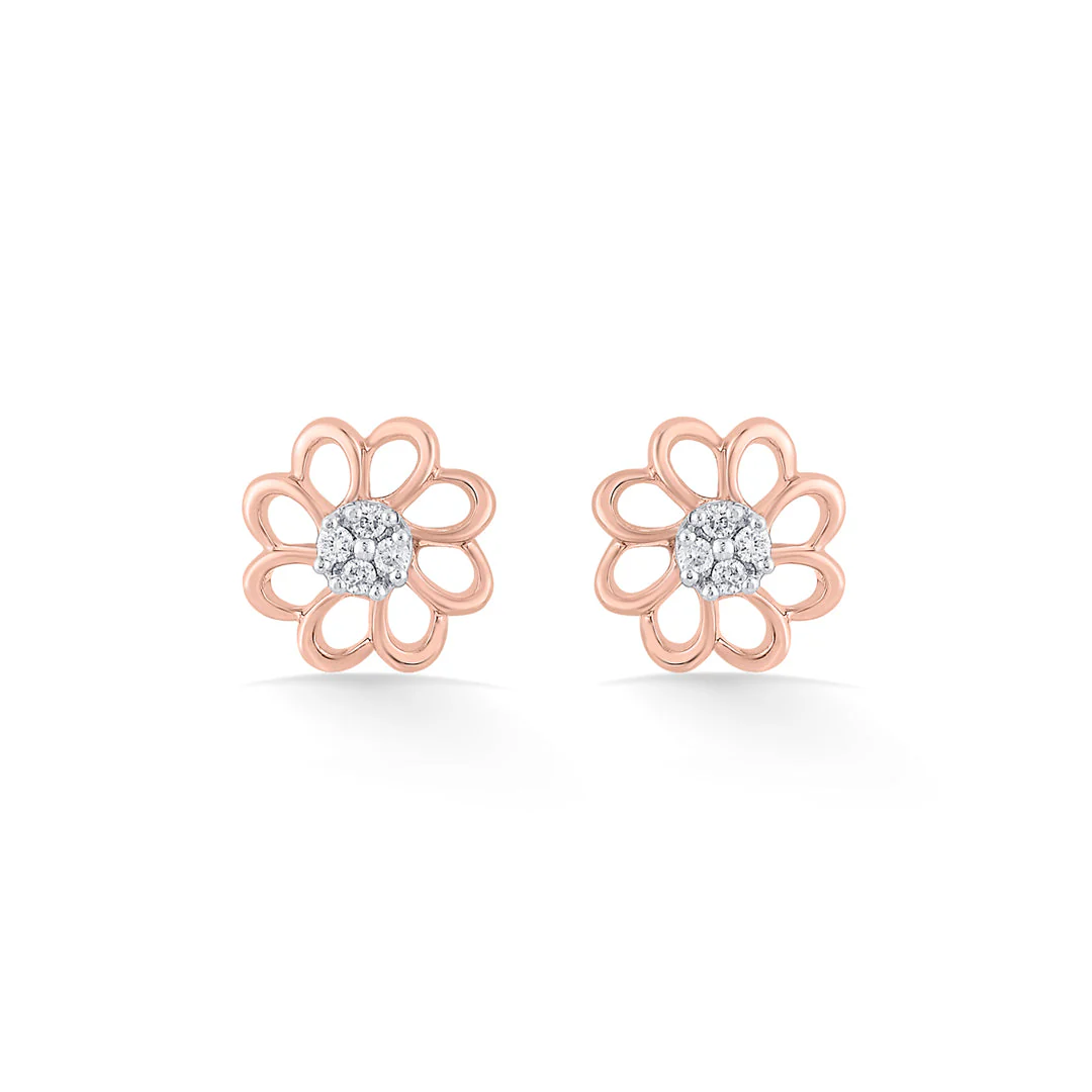 Stellar Petals Diamond Stud Earrings - Image 3