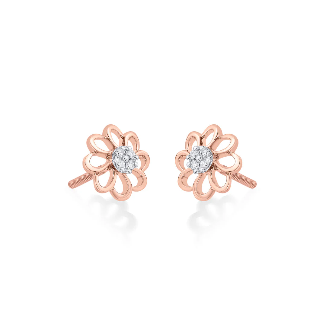 Stellar Petals Diamond Stud Earrings - Image 4