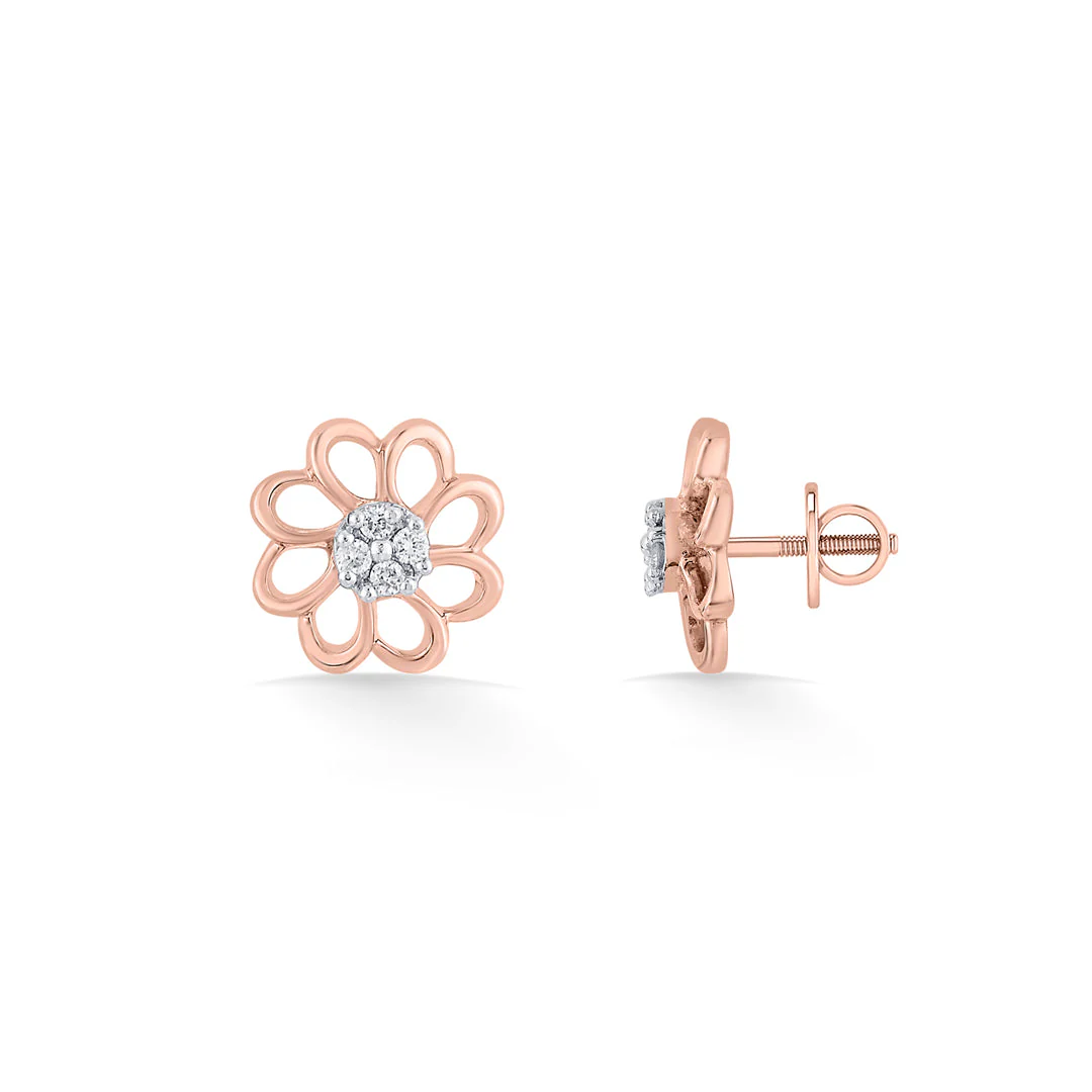 Stellar Petals Diamond Stud Earrings - Image 5
