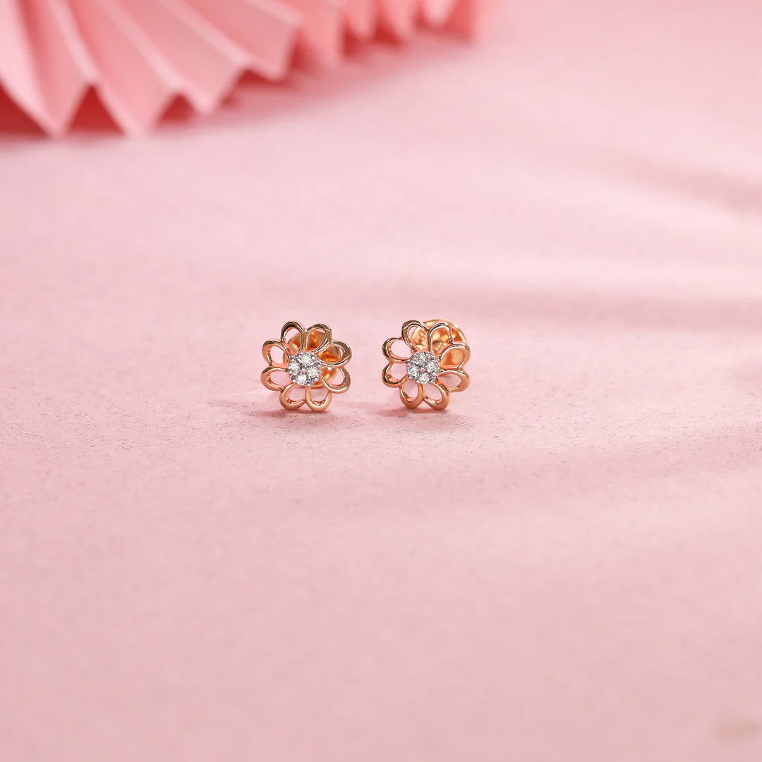 Stellar Petals Diamond Stud Earrings - Image 6