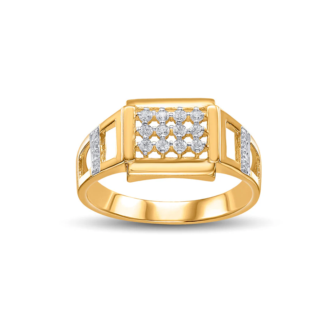 Studded Edge Men's Gold Ring - Image 2