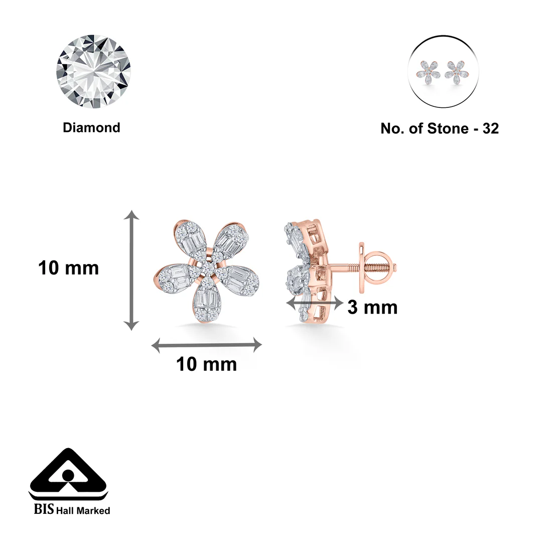 Sunlit Blossom Gold & Diamond Stud Earring For Women - Image 6
