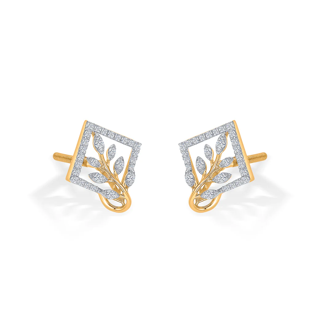 Sylvara Bloom Gold & Diamond Stud Earring - Image 4