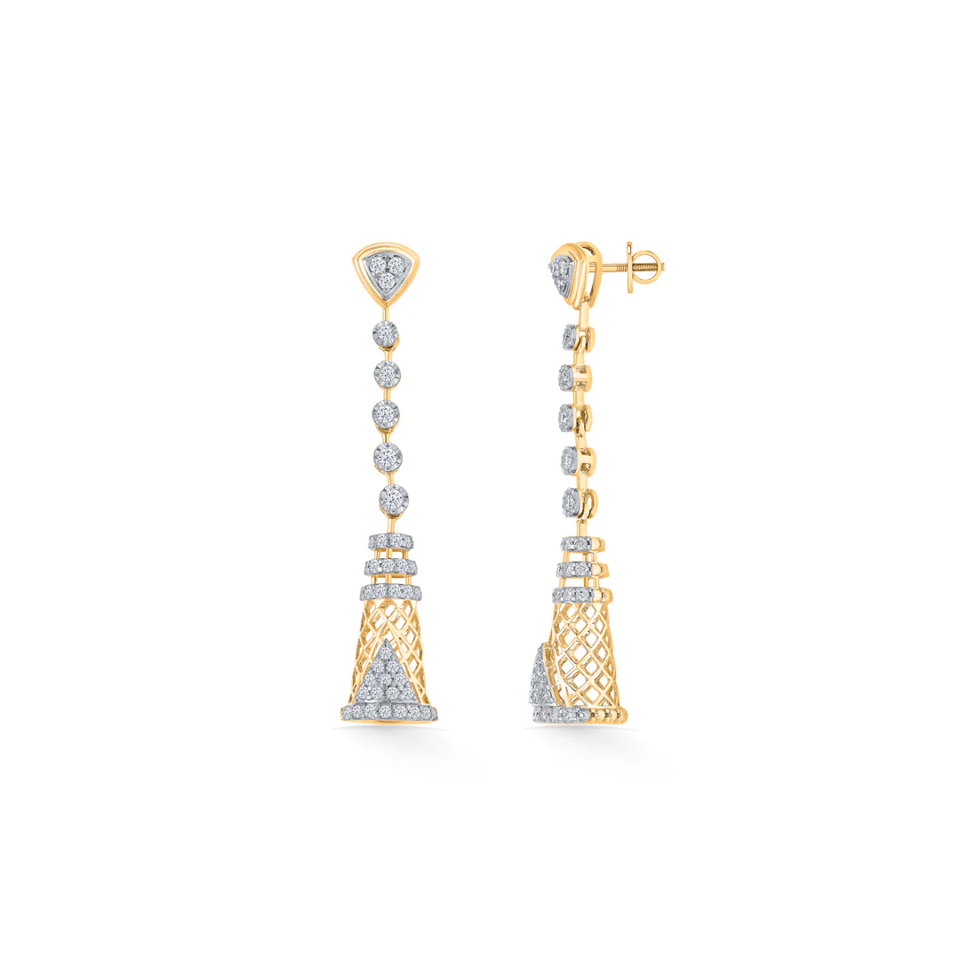 Tara Tassel Gold & Diamond Drops & Dangler Earring - Image 3
