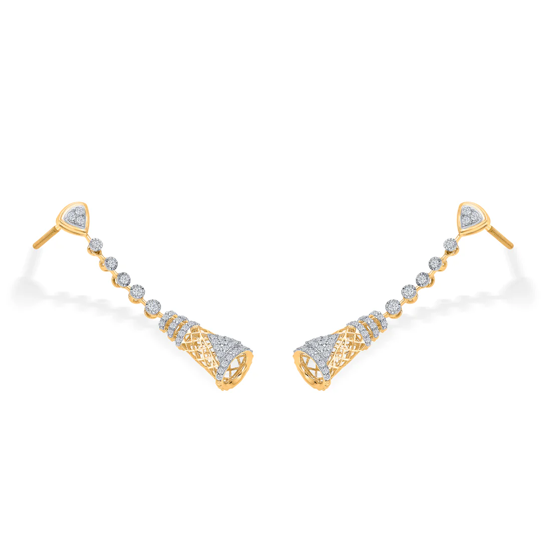 Tara Tassel Gold & Diamond Drops & Dangler Earring - Image 4