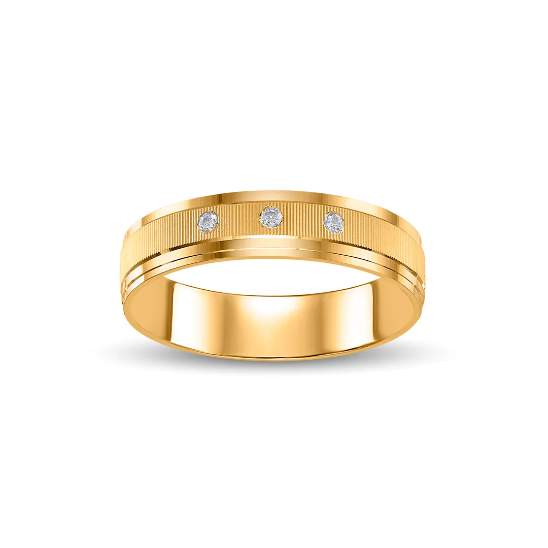 Texture Align Men's Gold Ring - Image 2