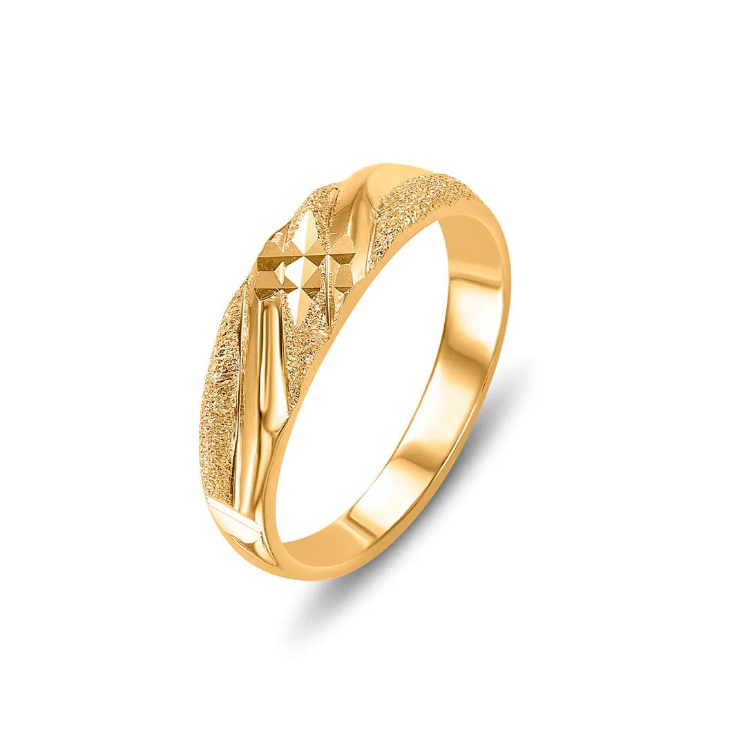 Textured Stripes Men's Gold Ring - Image 3
