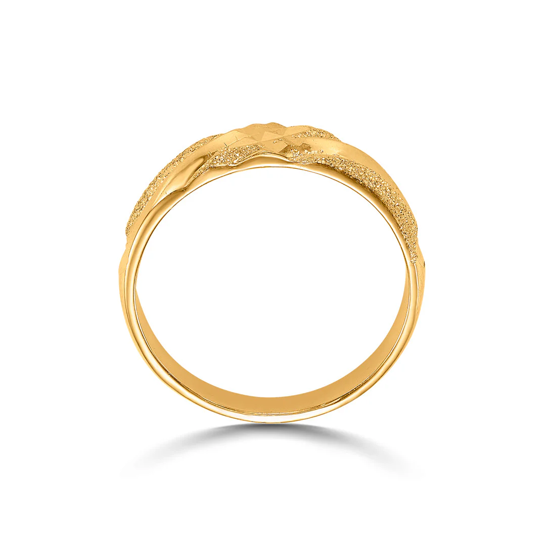 Textured Stripes Men's Gold Ring - Image 4