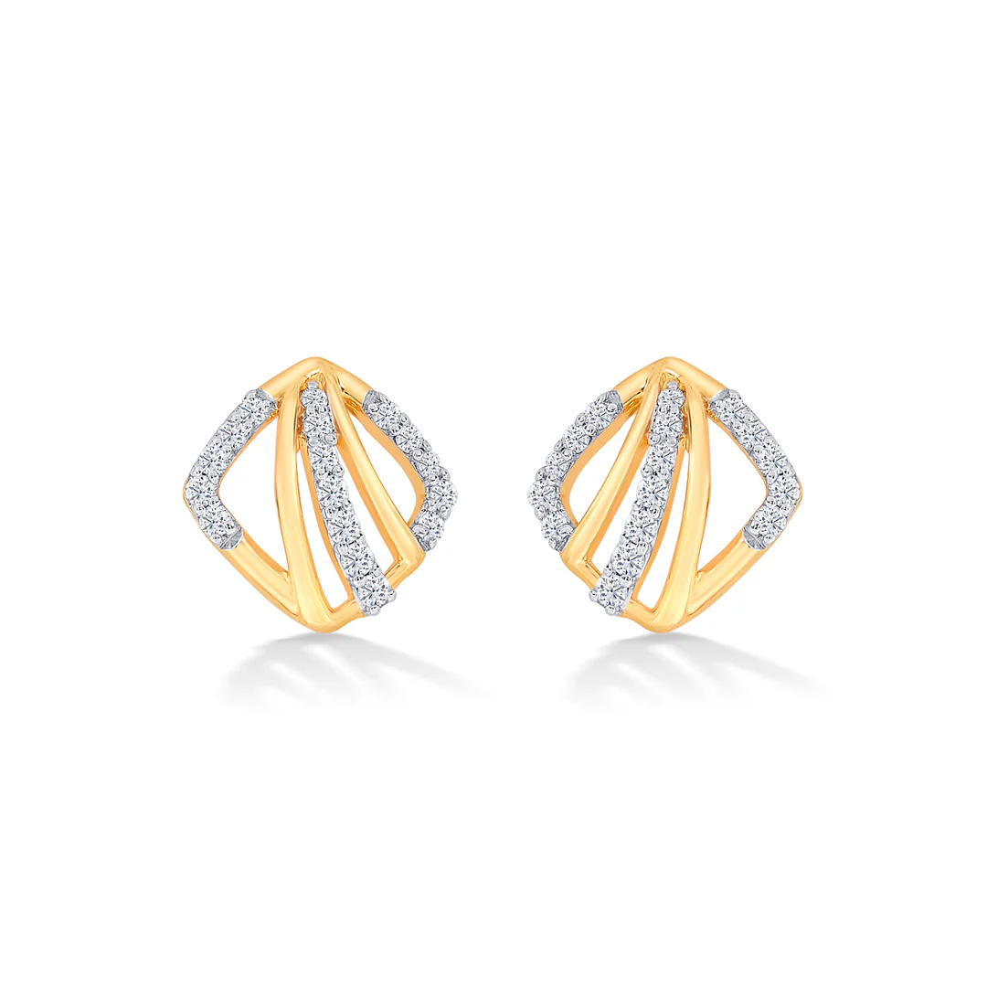 Teyora Sweep Gold & Diamond Stud Earring - Image 2
