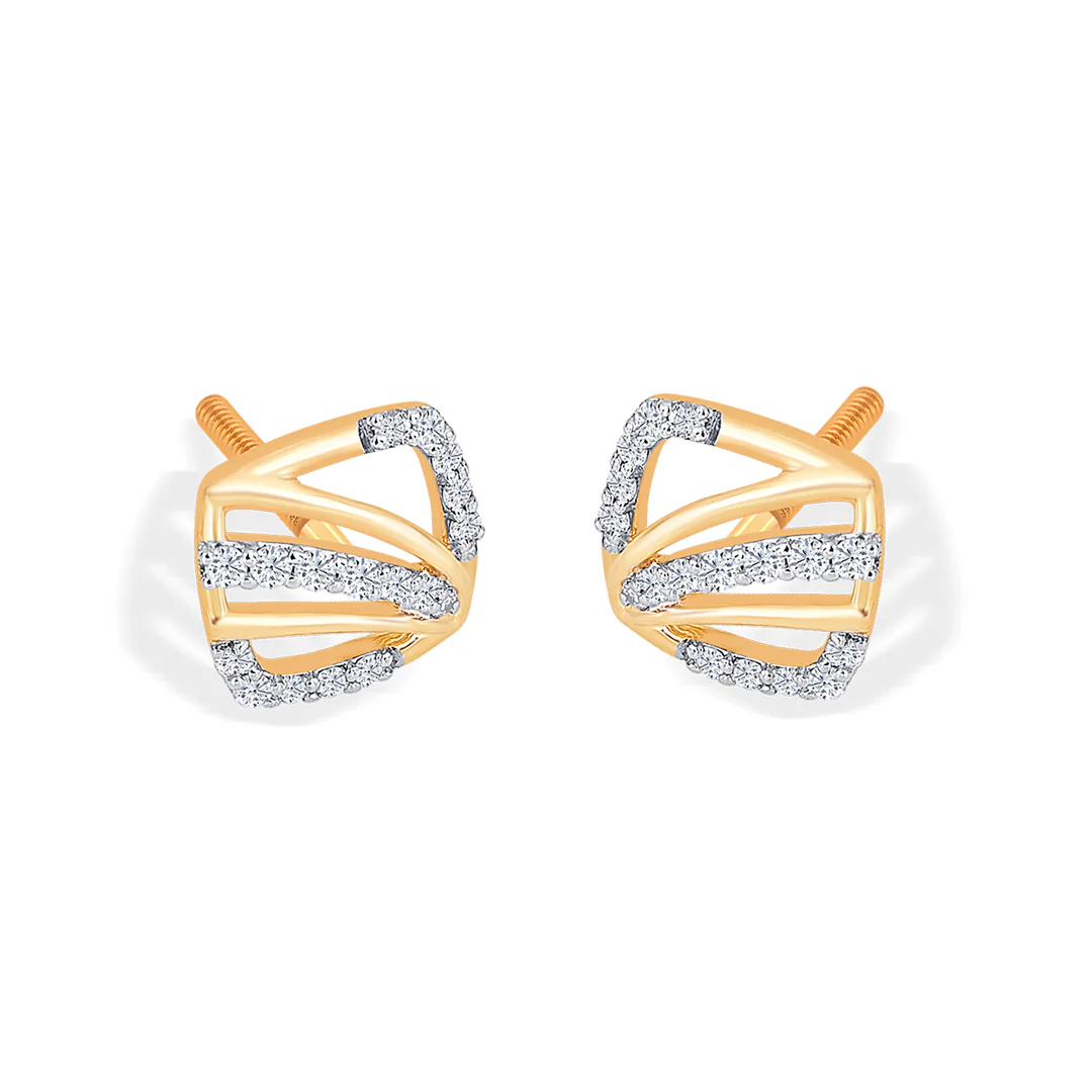Teyora Sweep Gold & Diamond Stud Earring - Image 3