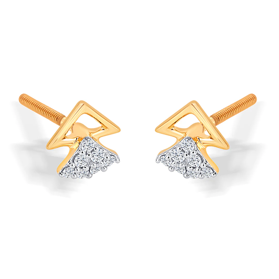 Trevaya Shine Gold & Diamond Stud Earring - Image 3