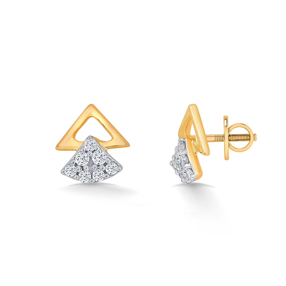Trevaya Shine Gold & Diamond Stud Earring - Image 4