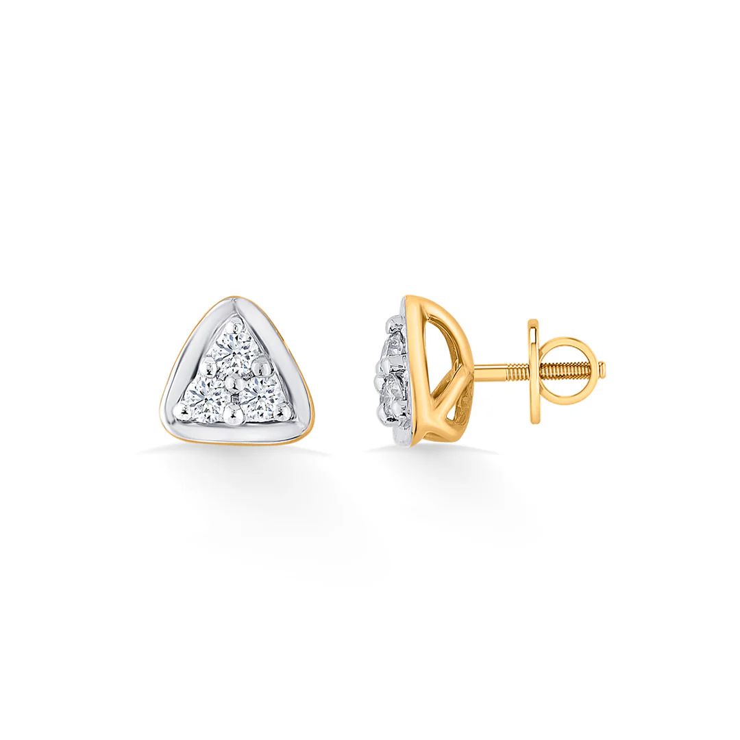 Trilight Spark Gold Stud Diamond Earring for Women - Image 5