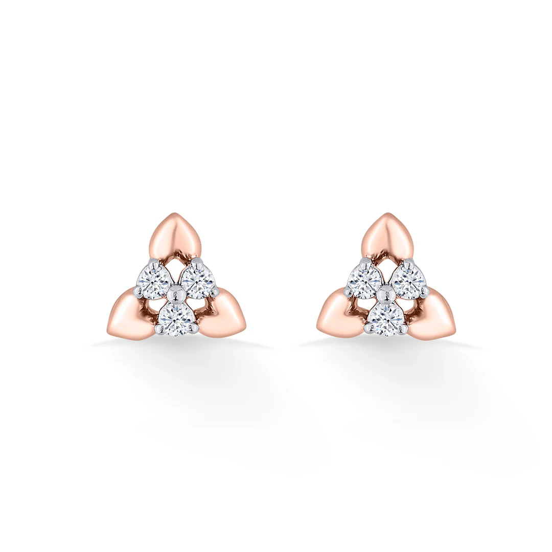Trinity Buds Gold Stud Diamond Earring - Image 3