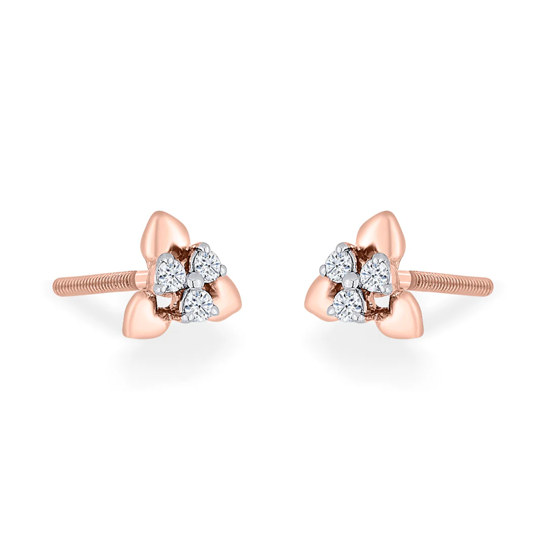 Trinity Buds Gold Stud Diamond Earring - Image 4