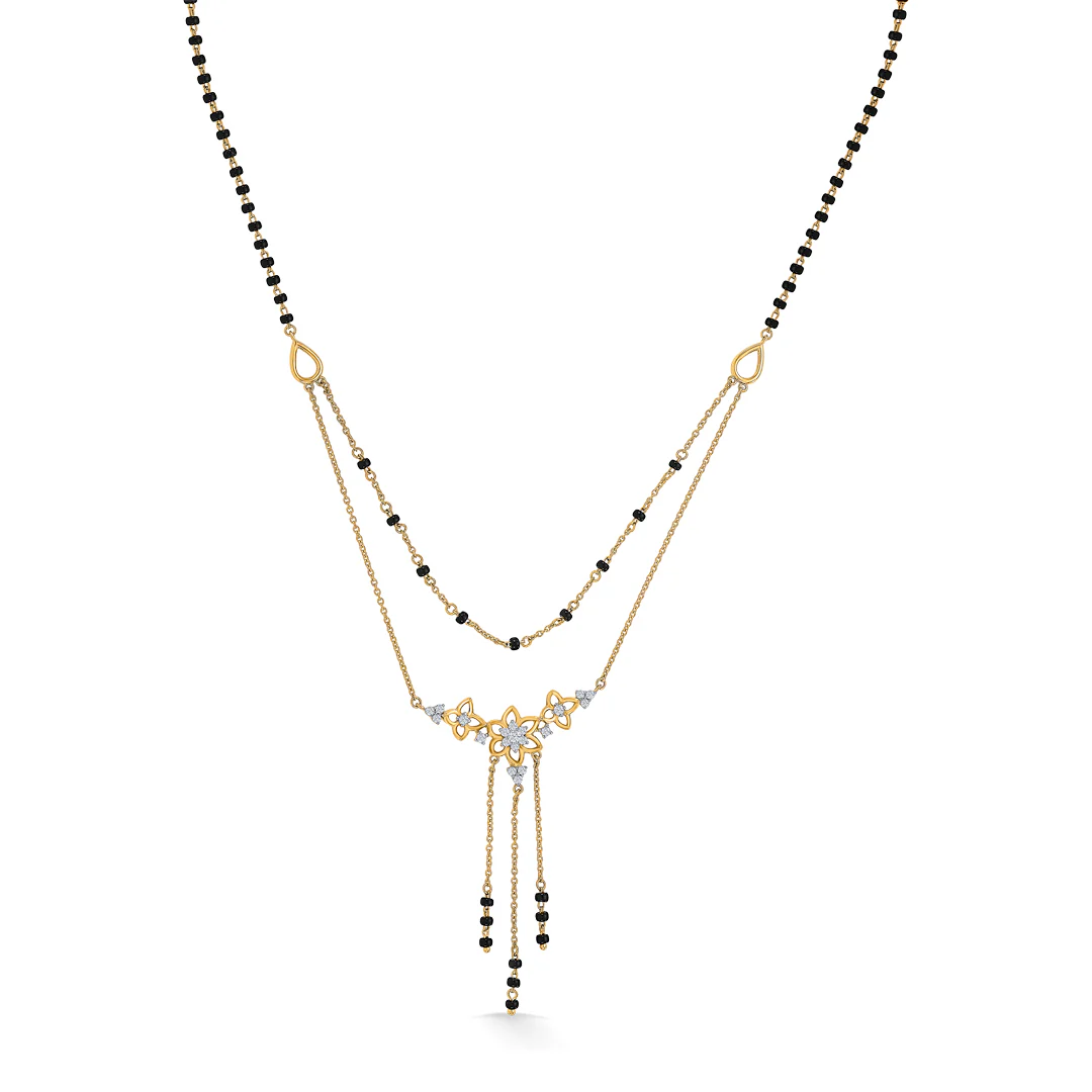 Trio Harmony Gold & Diamond Modern Mangalsutra for Women - Image 3
