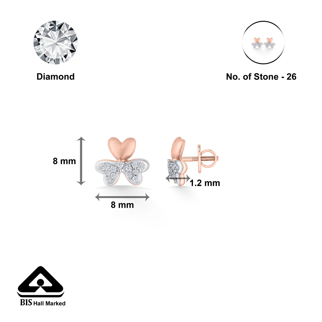 Triple Petal Gold & Diamond Stud Earring For Women - Image 6