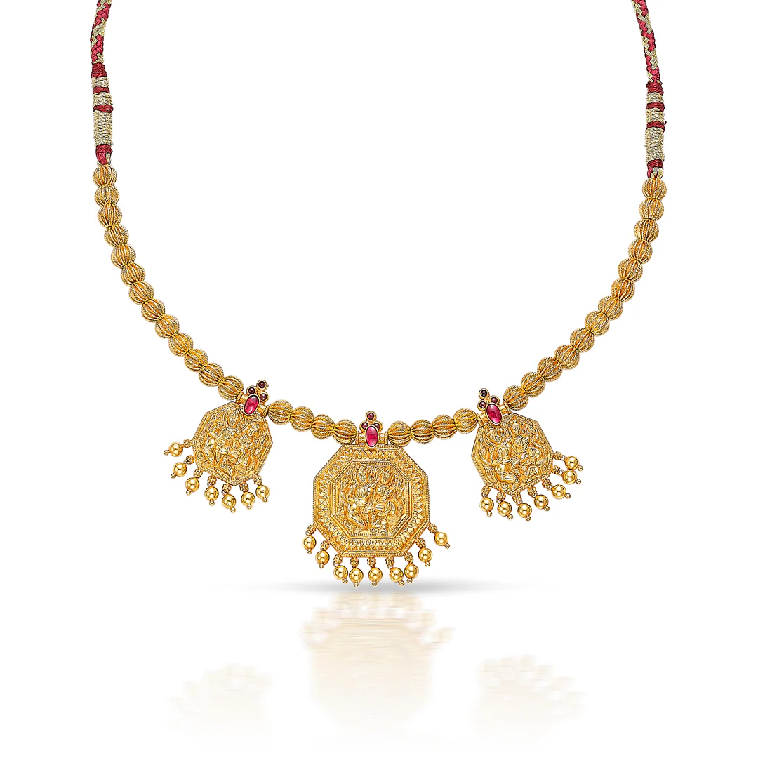 Triratna Gokak Gold Short Necklace - Image 4